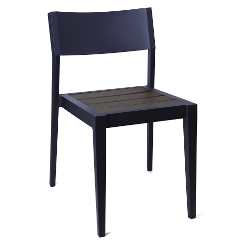 Aluminum Patio Stack Chair w/ Barn Wood Imitation Slats 7049