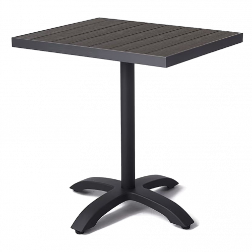 Aluminum Patio Table w/ Barn Wood Imitation Top 30"x30"Sq.