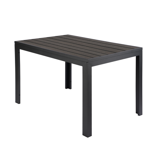 Aluminum Patio Table w/ Barn Wood Imitation Top 36"x 60"